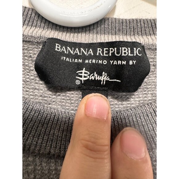 Merino Wool Baruffa Sweater Womens Medium Gray Crew Neck Italy Preppy Minimalist - Picture 3 of 10